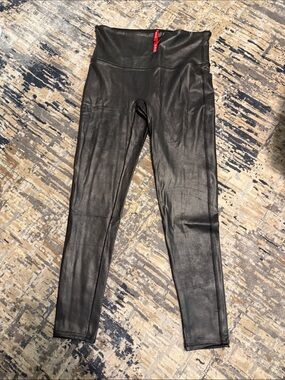 SPANX Faux Leather Black High-Waist Leggings